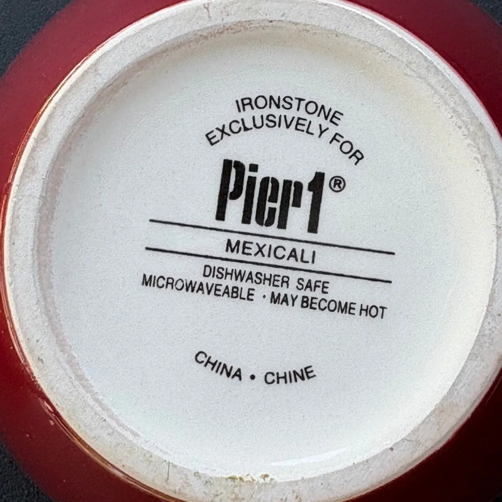 Pier 1 Mexicali Ironstone Bowl Red Yellow Southwestern Geometric Floral Boho